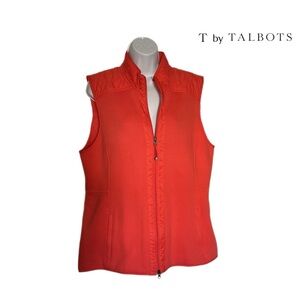 T by Talbots XL Women's Orange Vest Sleeveless Pockets